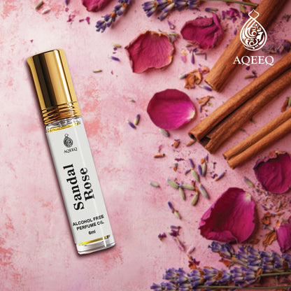 Aqeeq Sandal Rose Attar For Men & Women | Long Lasting Chandan Gulab Perfume Oil Roll On | 6ml