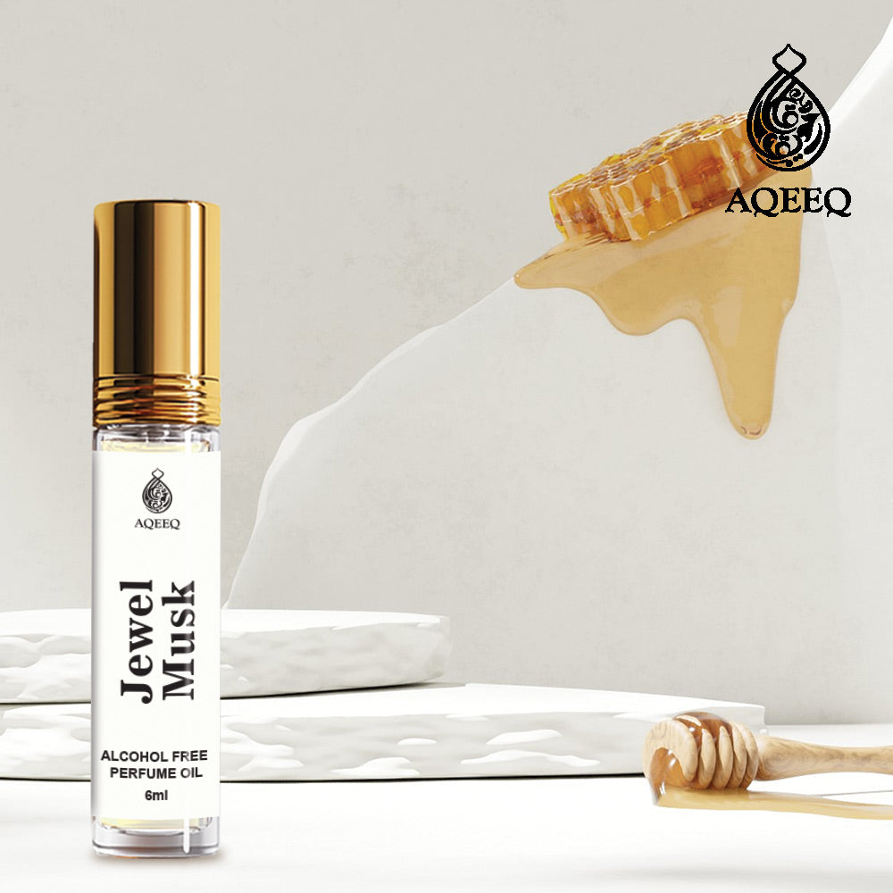 Aqeeq Jewel Musk Attar For Men & Women | Oriental Sweet Floral Powdery Musk Attar Perfume Roll On | 6ml