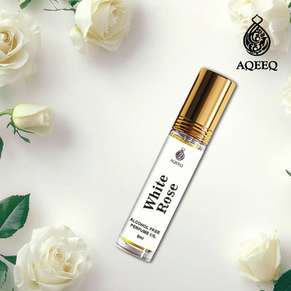 Aqeeq White Rose Premium Attar Roll On For Men & Women | Unisex Long Lasting Rose Attar | 6ml