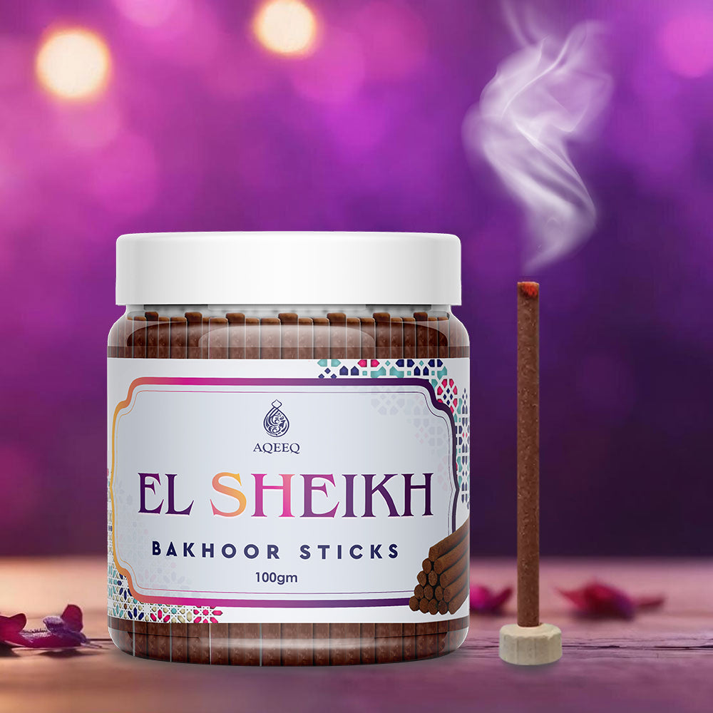 Aqeeq El Sheikh Premium Bakhoor Sticks | Oud Amber Musk Fragrance | Charcoal & Bamboo Free | 100/200gms