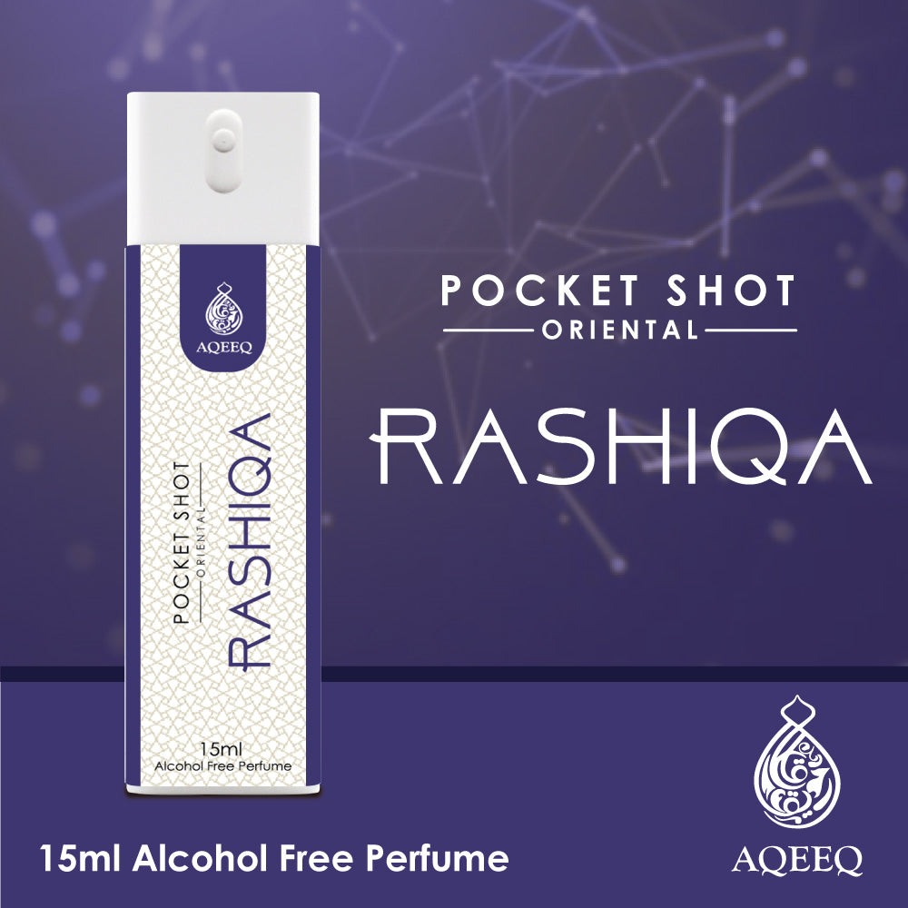 Aqeeq Rashiqa Pocket Shot, 15ml | Premium Long Lasting Unisex Alcohol Free Perfume | Fruity, Rose, Jasmine & Musky Notes | Eau De Parfum |