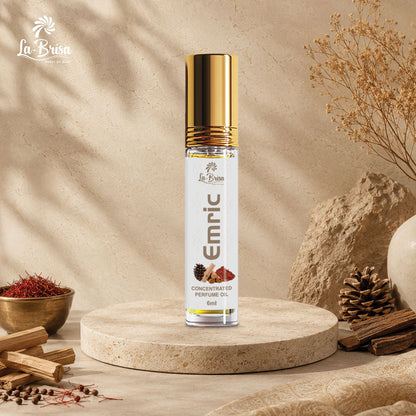 La Brisa Emric Attar Roll On, 6ml | Long Lasting Unisex Attar | Rose Woody Musky Fragrance