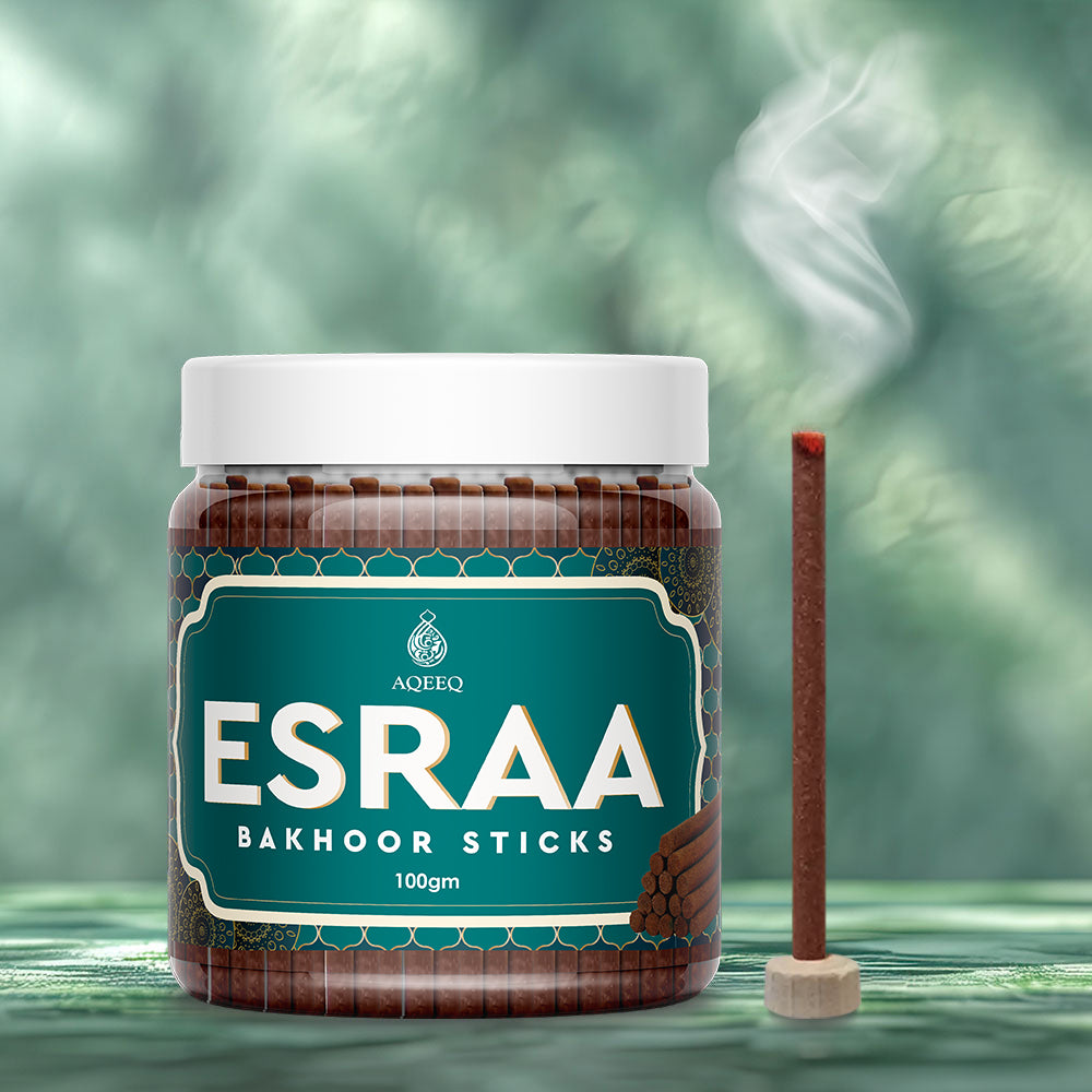 Aqeeq Esraa Premium Bakhoor Sticks | Sweet Floral Woody Aroma | Charcoal & Bamboo Free | 100/200gms