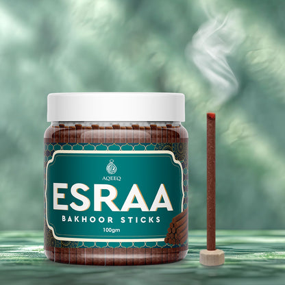 Aqeeq Esraa Premium Bakhoor Sticks | Sweet Floral Woody Aroma | Charcoal & Bamboo Free | 100/200gms