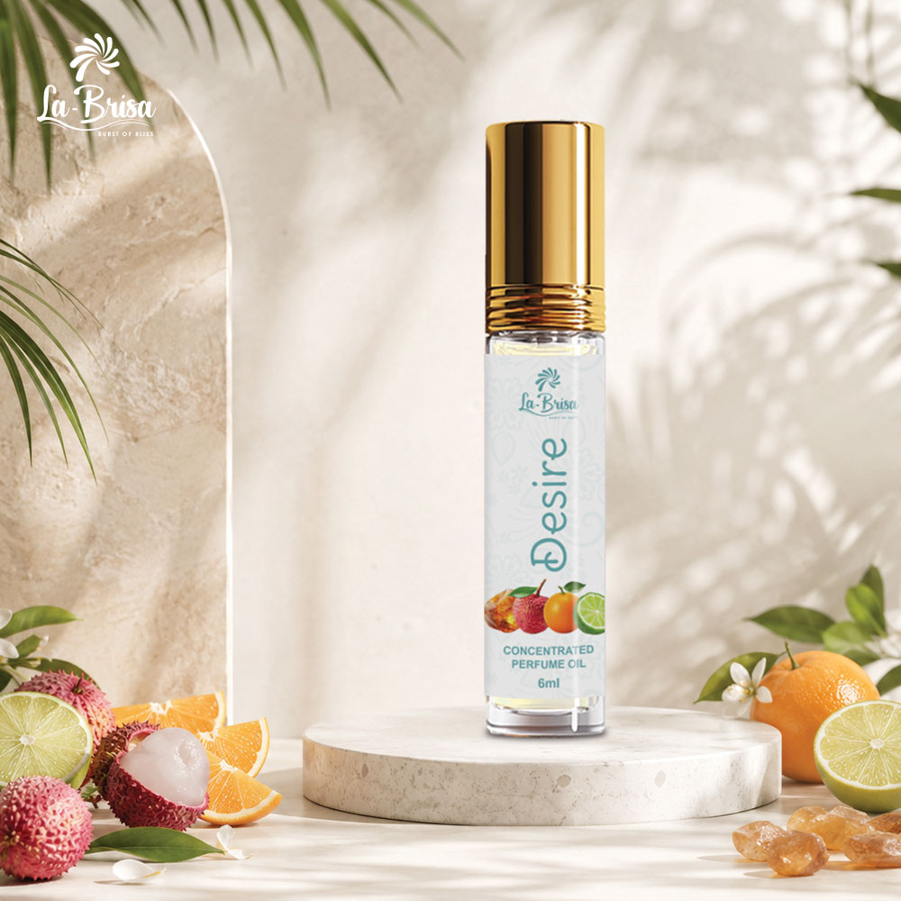 La Brisa Desire Attar Roll On, 6ml | Long Lasting Fresh Aquatic Fruity Attar For Men | Citrus Aqua Musk Amber Fragrance
