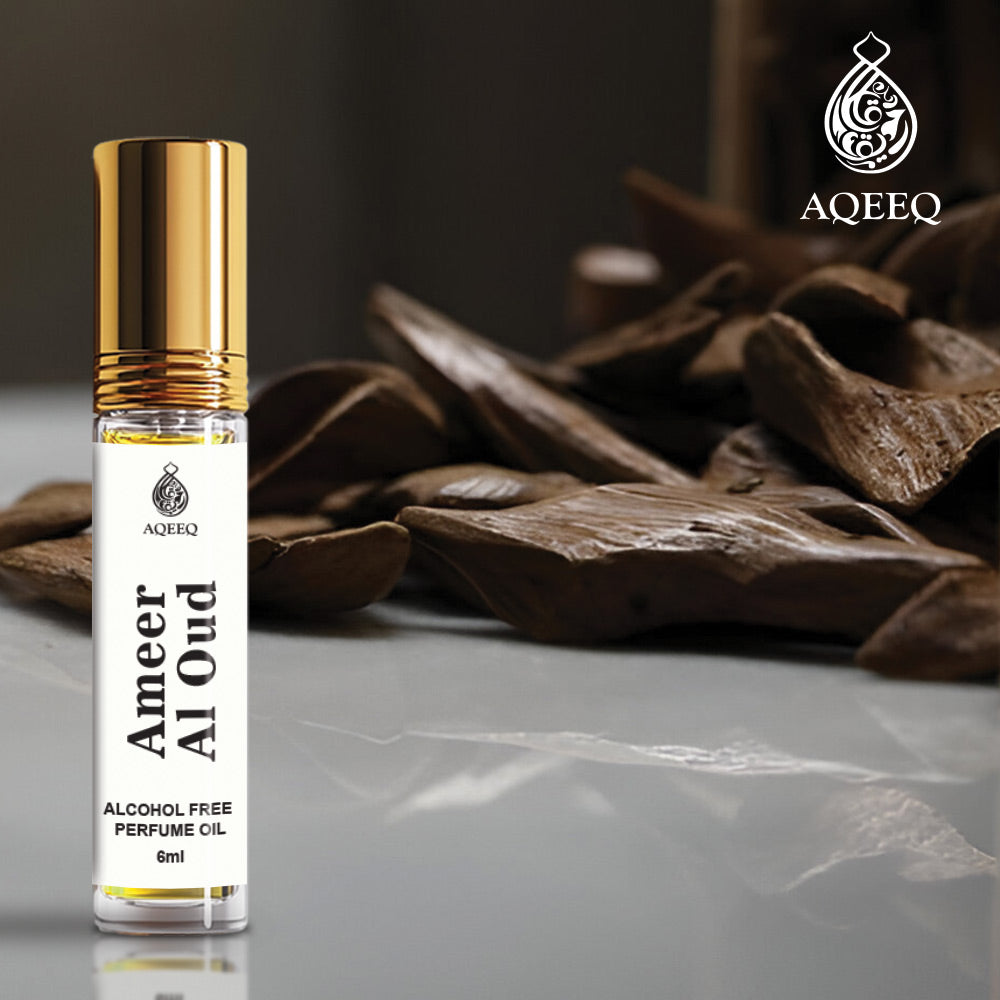 Aqeeq Ameer Al Oud Attar For Men & Women | Oriental Unisex Attar Roll On | Oud Jasmine Musk Sandalwood Notes | 6ml