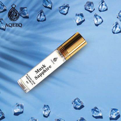 Aqeeq Musk Sapphire Long Lasting Unisex Attar | Oriental Arabian Attar For Men & Women | Fresh Musk Amber Notes | 6ml