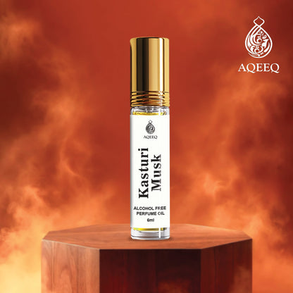 Aqeeq Kasturi Musk Unisex Attar Roll On | Traditional Black Kasturi Attar For Men & Women | 6ml