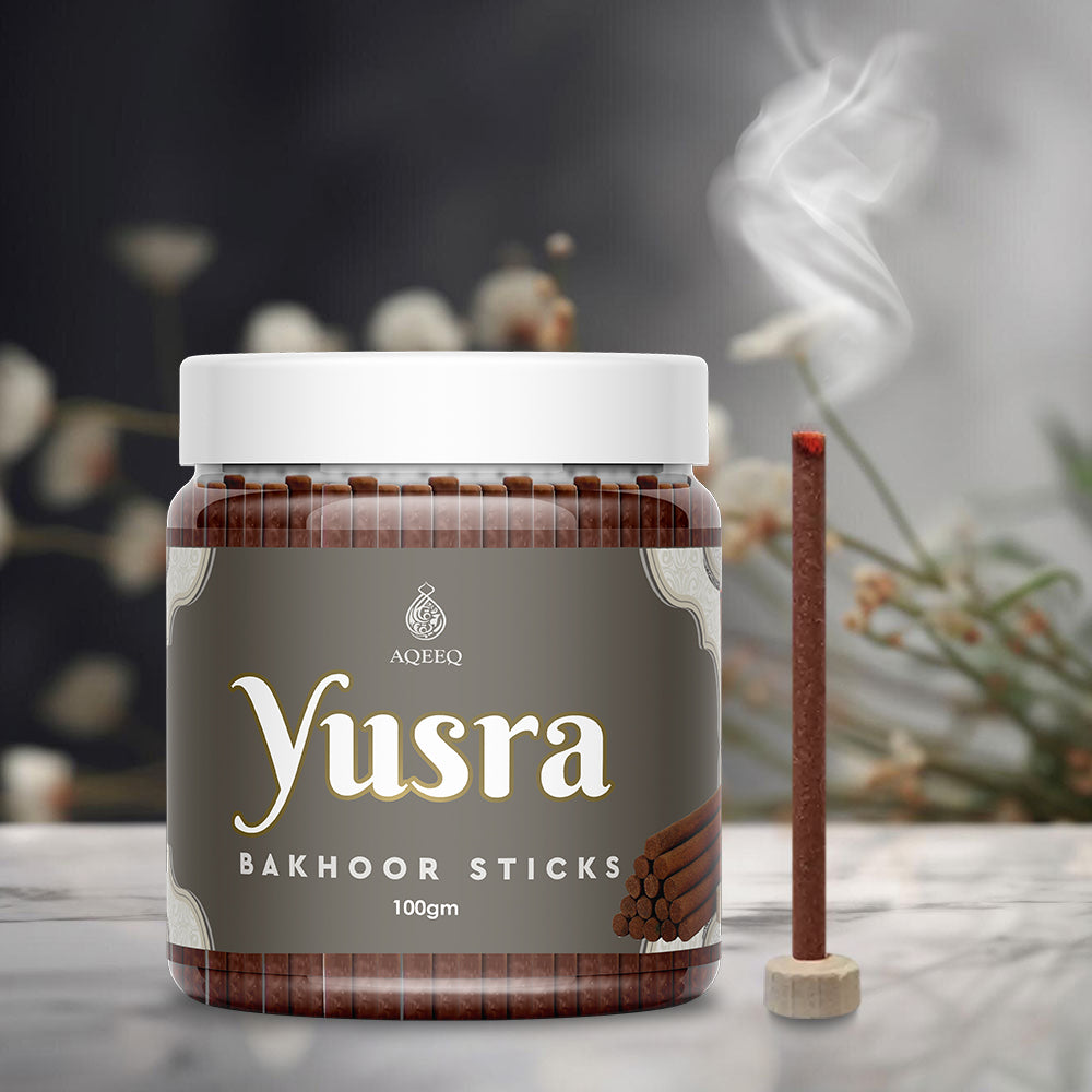 Aqeeq Yusra Premium Bakhoor Sticks | Sweet Saffron Woody Aroma | Charcoal & Bamboo Free | 100/200gms