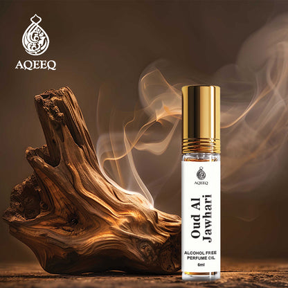 Aqeeq Oud Al Jawahari Arabic Attar For Men & Women | Spicy Agarwood Musk Oriental Long Lasting Attar Perfume Roll On | 6ml