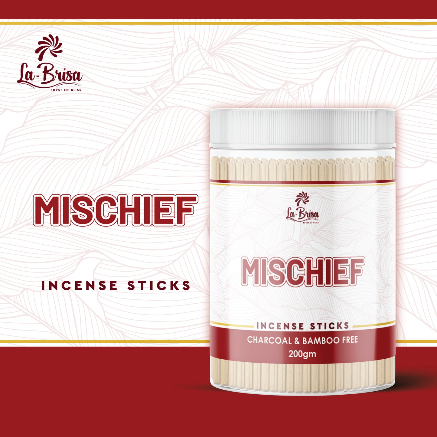 La Brisa Mischief Premium Dhoop Incense Sticks | Charcoal & Bamboo Free | Citrus Strong Spicy Fragrance | 200gms