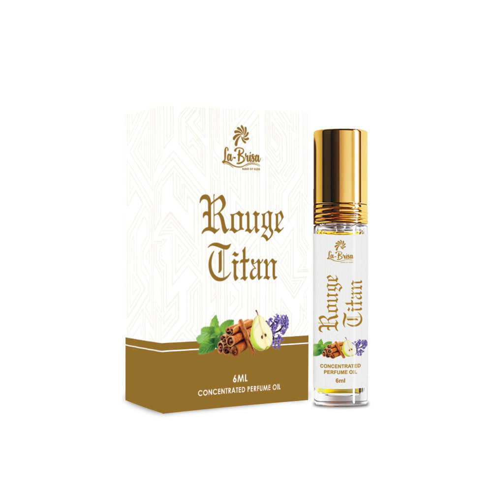 La Brisa Rouge Titan Attar Roll On, 6ml | Bold Strong Masculine Attar For Men | Citrus Fresh Spicy Woody Notes