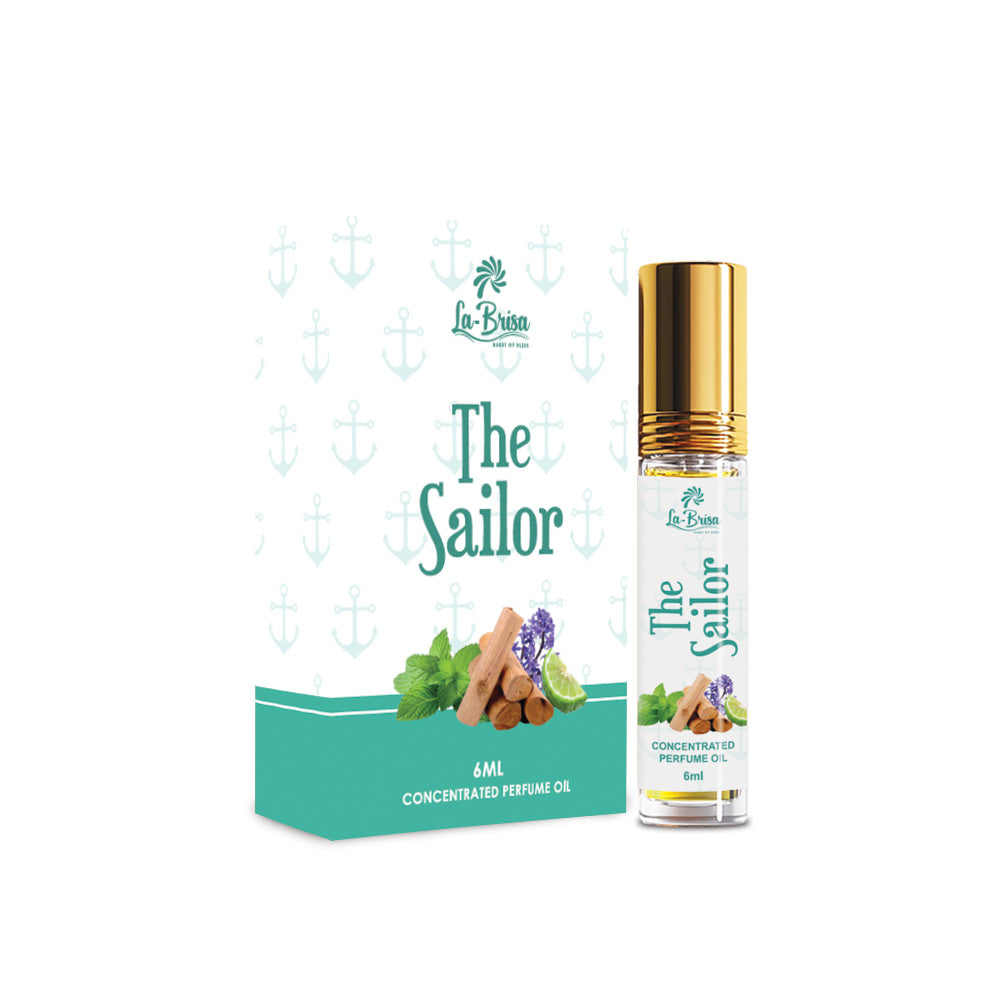 La Brisa The Sailor Attar Roll On, 6ml | Fresh Strong Aquatic Attar For Men | Citrus Aqua Woody Oceanic Notes