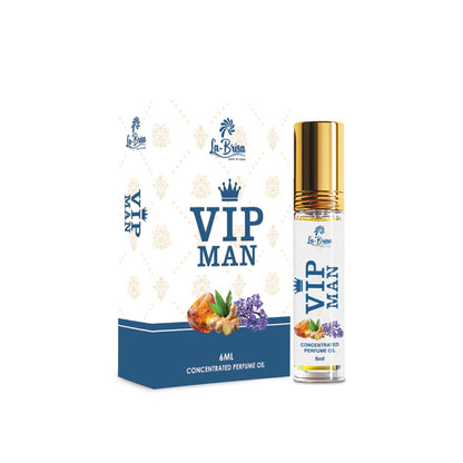 La Brisa VIP Man Attar Roll On, 6ml | Bold Citrus Fresh Green Long Lasting Attar For Men | Herbal Musk Sandalwood Incense Notes