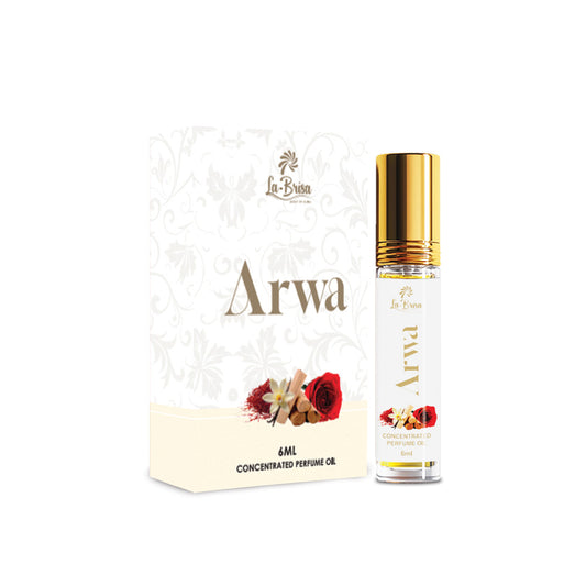 La Brisa Arwa Attar Roll On, 6ml | Arabic Oriental Attar For Men & Women | Rose Vanilla Saffron Agarwood Notes