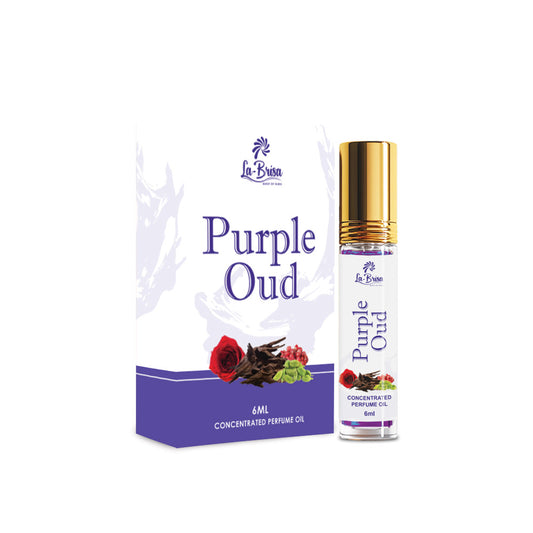 La Brisa Purple Oud Attar Roll On, 6ml | Fruity Floral Woody Attar For Men & Women | Rose Oud Amber Musk Notes