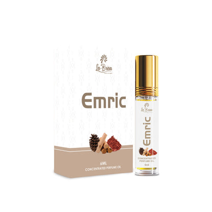 La Brisa Emric Attar Roll On, 6ml | Long Lasting Unisex Attar | Rose Woody Musky Fragrance