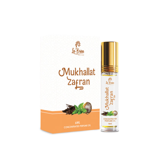 La Brisa Mukhallat Zafran Attar Roll On, 6ml | Soft Arabian Attar For Men & Women | Oud Saffron Sandalwood Musk Fragrance