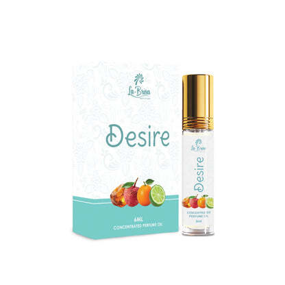 La Brisa Desire Attar Roll On, 6ml | Long Lasting Fresh Aquatic Fruity Attar For Men | Citrus Aqua Musk Amber Fragrance