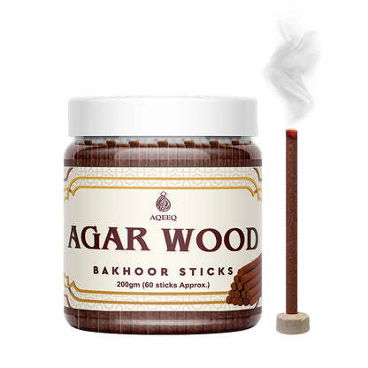 Aqeeq Agarwood Premium Bakhoor Sticks | Charcoal & Bamboo Free | Ideal for Daily Use | Stick Size - 8mm x 75mm