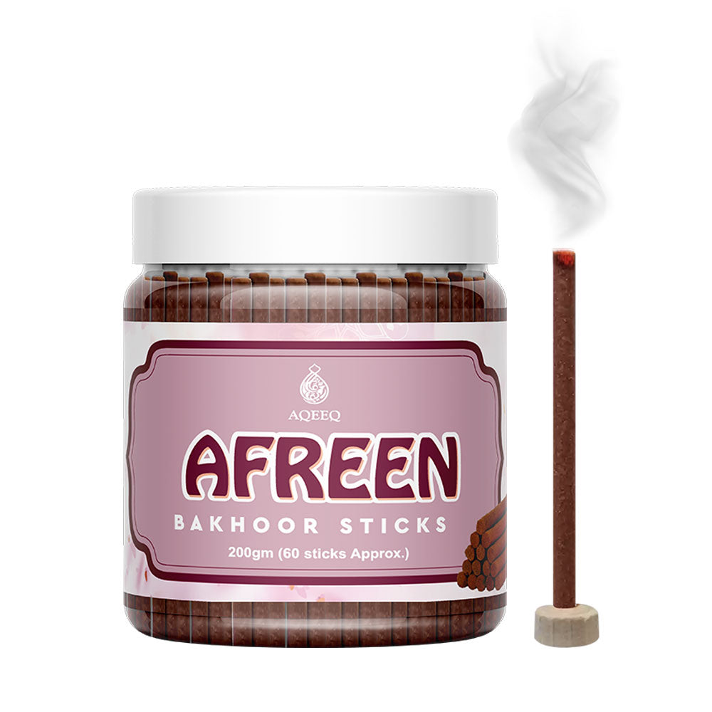 Aqeeq Afreen Premium Bakhoor Sticks | Floral Arabian Aroma | Charcoal & Bamboo Free | Ideal For Daily Use | Stick Size - 8mm x 75mm