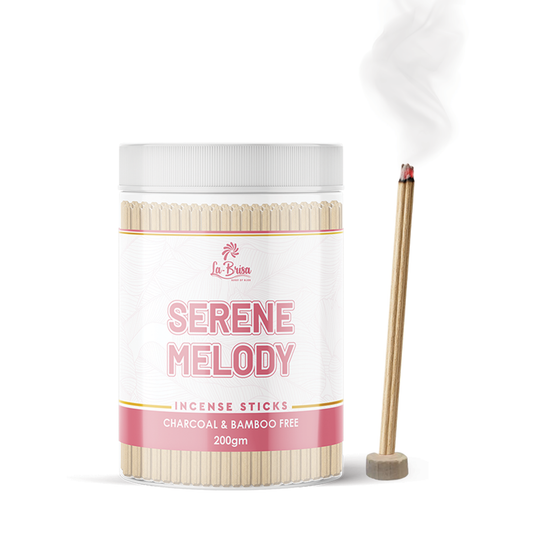 La Brisa Serene Melody Premium Dhoop Incense Sticks | Charcoal & Bamboo Free | Citrus Saffron Vanilla Oud Aroma | 200gms