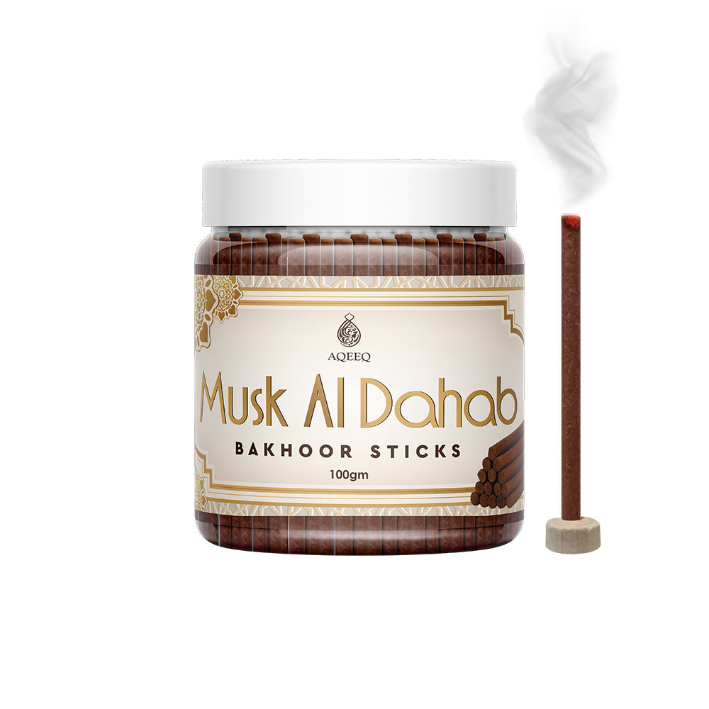 Aqeeq Musk Al Dahab Premium Bakhoor Sticks | Sweet Strong Musky Aroma | Charcoal & Bamboo Free | 100/200gms