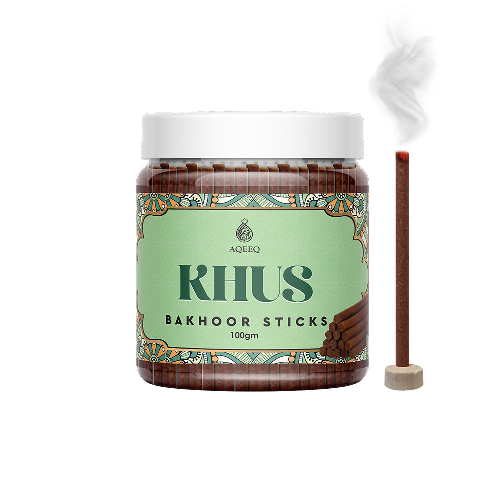 Aqeeq Khus Premium Bakhoor Sticks | Fresh Herbal Earth Fragrance | Charcoal & Bamboo Free | 100gms/200gms