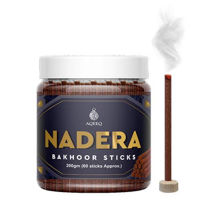 Aqeeq Nadera Premium Bakhoor Sticks | Citrus Spicy Woody Fragrance | Charcoal & Bamboo Free | 100/200gms