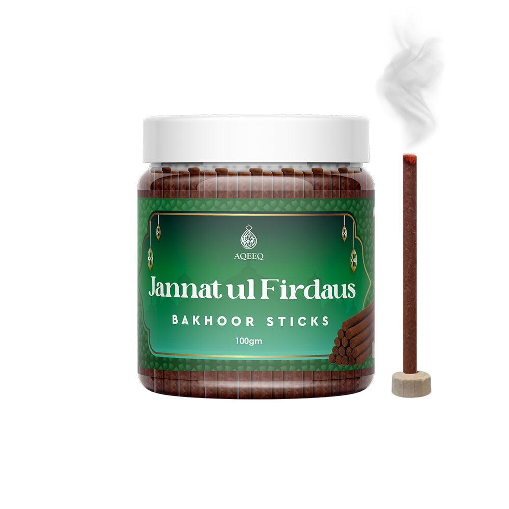 Aqeeq Jannat ul Firdaus Premium Bakhoor Sticks | Floral Herbal Arabian Fragrance | Charcoal & Bamboo Free | 100/200gms