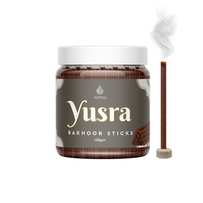 Aqeeq Yusra Premium Bakhoor Sticks | Sweet Saffron Woody Aroma | Charcoal & Bamboo Free | 100/200gms