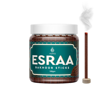 Aqeeq Esraa Premium Bakhoor Sticks | Sweet Floral Woody Aroma | Charcoal & Bamboo Free | 100/200gms