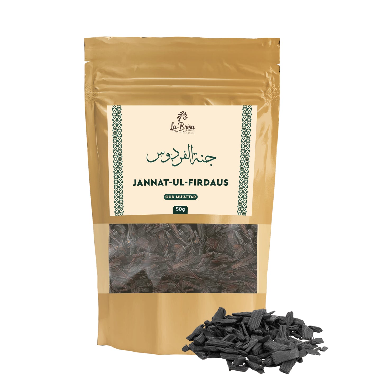 La Brisa Jannat ul Firdaus Bakhoor Oud Muattar | Fresh Herbal Earthy Traditional Arabian Fragrance | 50gms