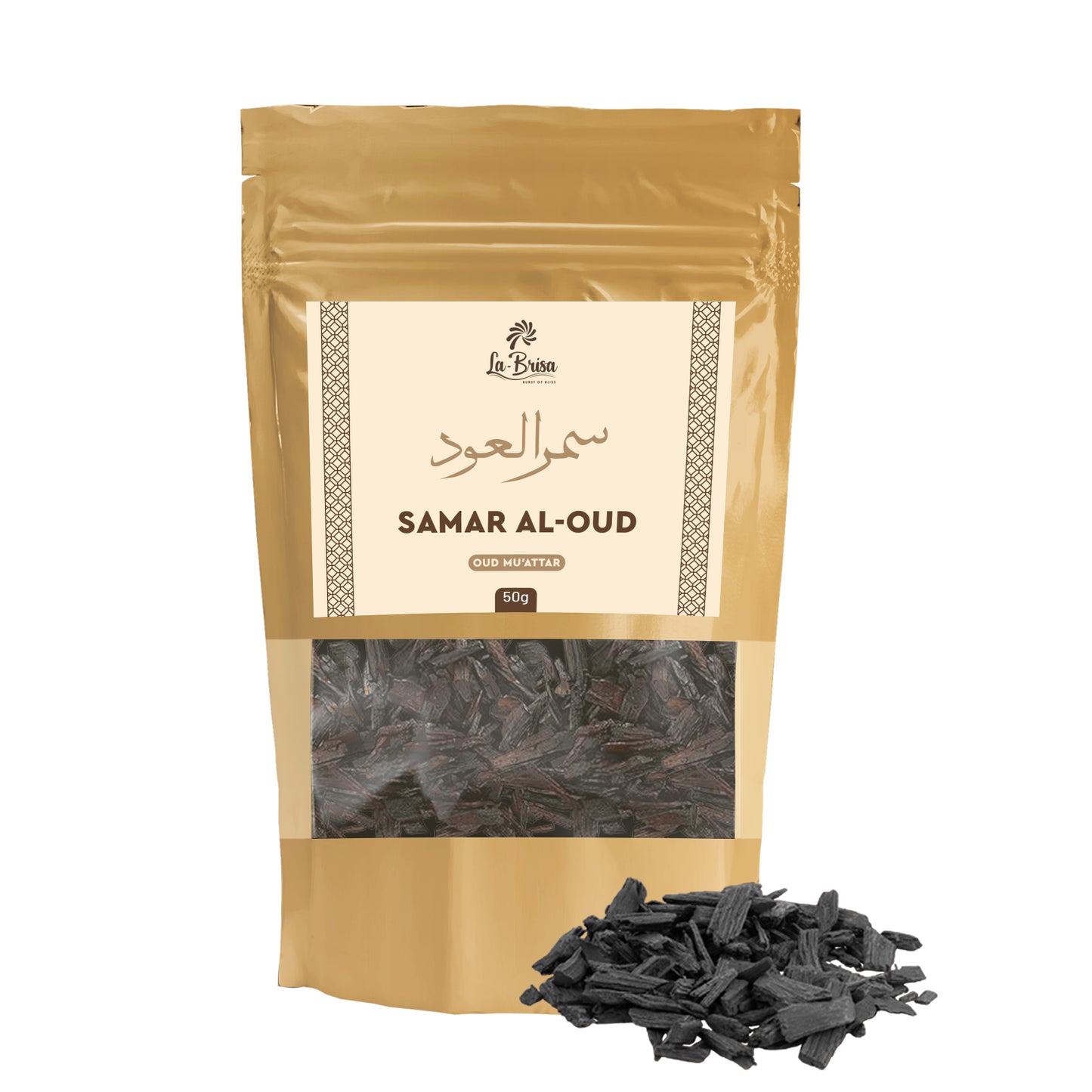 La Brisa Samar Al Oud Bakhoor Oud Muattar | Citrus Saffron Vanilla Oud Aroma | Arabian Oud Incense | 50gms