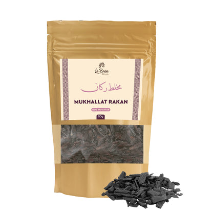 La Brisa Mukhallat Rakan Bakhoor Oud Muattar | Aromatic Spicy Floral Woody Fragrance | Arabic Bakhoor Incense | 50gms