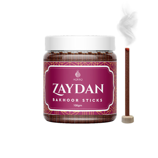 Aqeeq Zaydan Premium Bakhoor Sticks | Spicy Floral Woody Fragrance | Charcoal & Bamboo Free | 100gms